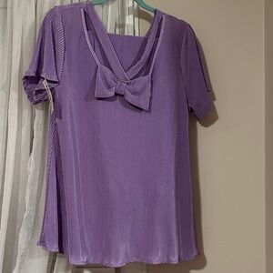 Elegant Purple Women's Top with Bow Detail